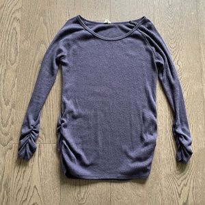 PinkBlush Navy Ribbed Knit Ruched Maternity Top